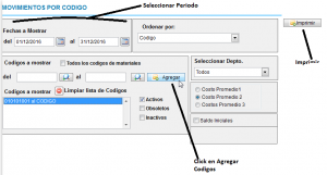 Opciones del reporte de inventario