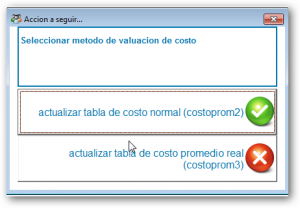 Seleccionar Metodo de Costo