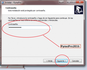 Paso 3) Ingresa la clave de instalacion la cual es: PymePro2016 